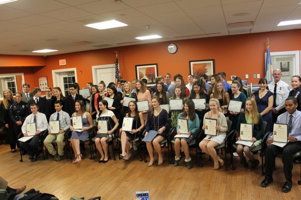 Southampton Town Justice Barbara Wilson swore 48 high school students in to the eighth annual Southampton Youth Court on Monday night in Flanders. MEIGAN ROCCO