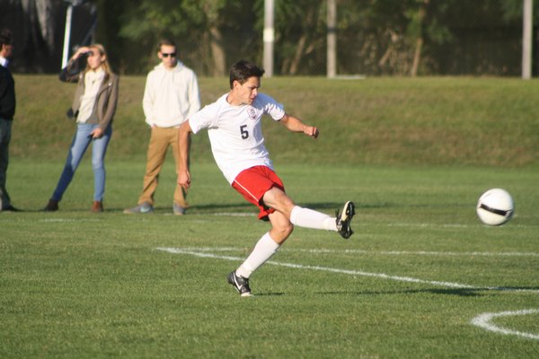 Jack Fitzpatrick scored on this free kick in a 5-0 home win over Greenport on Friday. CAILIN RILEY