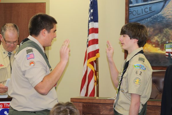  and Danny Strebel both received their Eagle Scout award on Sunday afternoon during an honor court ceremony held in Westhampton Beach Village Hall. KYLE CAMPBELL