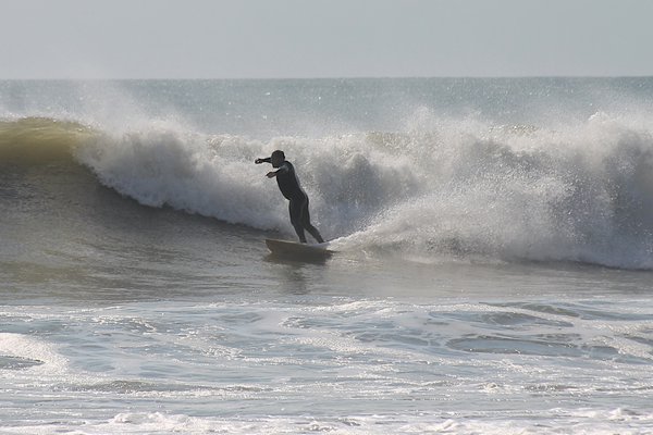 Surfers took advantage of remarkably good waves near Montauk Point on Thursday morning. KYRIL BROMLEY PHOTOS