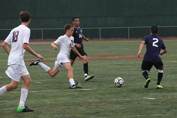 Jorge Naula gets ready to send the ball in his team's 1-0 win over Hampton Bays. KYRIL BROMLEY