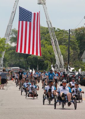 Chris Carney lead riders on Saturday in the 10th annual Soldier Ride