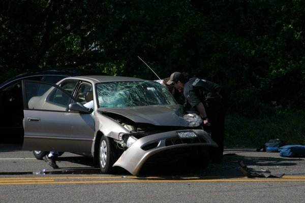A three car crash on County Road 39 injured at least three people and caused long traffic backups in both directions during rushour on Friday afternoon. M. Wright