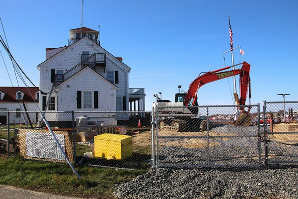 Work underway at the Montauk Coast Guard station.   KYRIL BROMLEY
