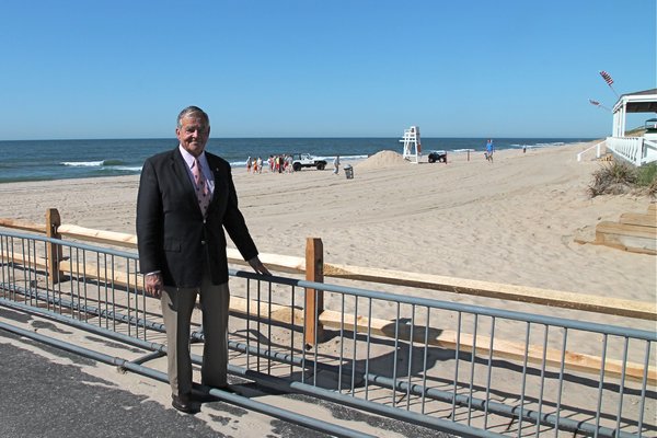 East Hampton Village Mayor Paul F. Rickenbach Jr. at Main Beach on Monday. BY KYRIL BROMLEY
