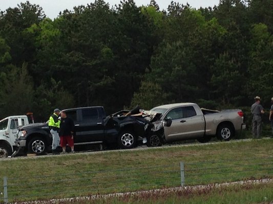 Eastbound traffic was stalled on Thursday morning due to an accident on Sunrise Highway just before exit 65 near Hampton Bays. DANA SHAW