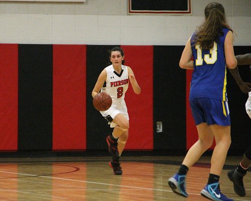 Pierson's Katie Kneeland brings the ball up the court. KYRIL BROMLEY