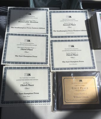 Some of the Press News Group's awards received at the 2019 New York Press Association Spring Conference.