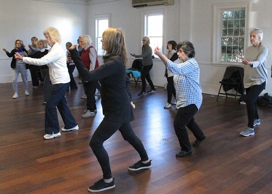 Senior citizens ages 60 and over attended qigong class at Ashawagh Hall in Springs on Monday. KYRIL BROMLEY