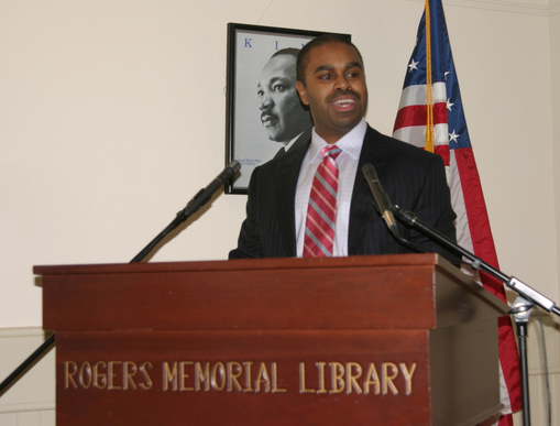 Dr. Ancy Verdier spoke at the 9th annual Reverend Martin Luther King Breakfast that was held on Monday at the Rogers Memorial Library.