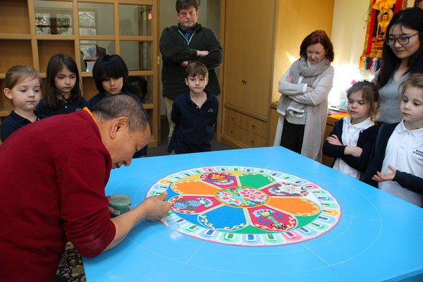  lectured at the Ross School and designed a Mandala out of sand in front of the students.  ELIZABETH VESPE