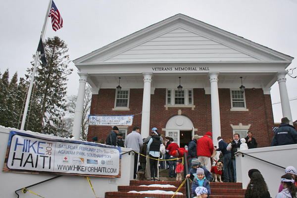 Pastor Mark Middlekauff and Sharon Kerr at the Hike for Haiti in Southampton on Saturday.