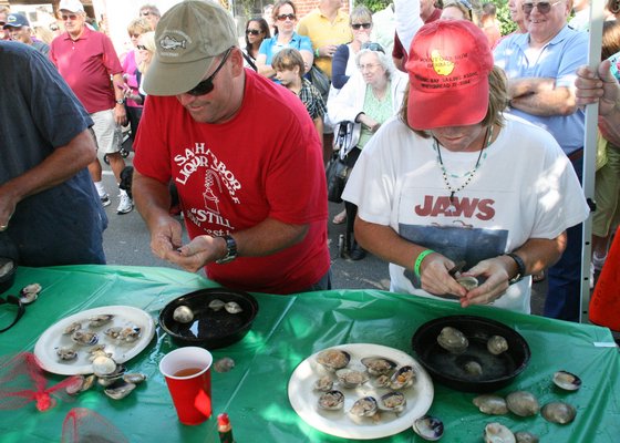 The clam shucking contest at last year's Harborfest. KYRIL BROMLEY