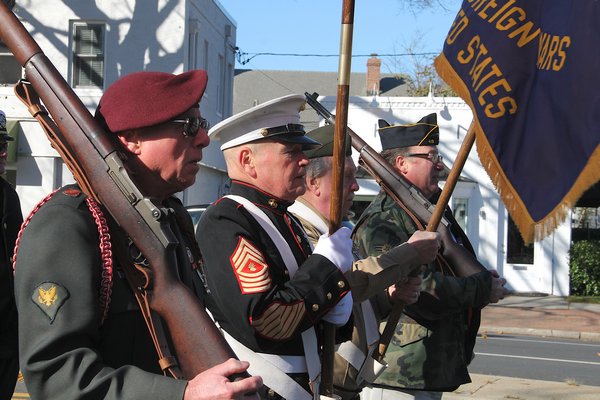 The weather was brisk for East Hampton's Veterans Day parade on Saturday. KYRIL BROMLEY