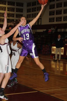 Trish Liotta drives to the basket in Hampton Bays' win over Southampton. CAILIN RILEY