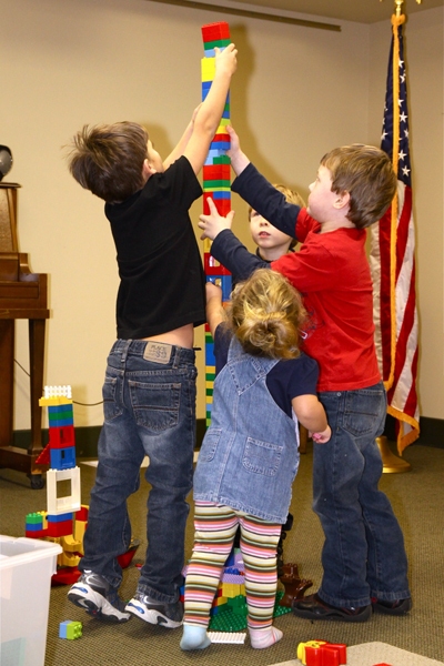 Arabella Troy helps the boys out at the Amagansett Library's Lego Club. 