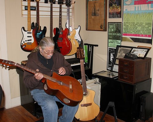 John Hanford in his home studio/workshop on Pleasant Lane. KYRIL BROMLEY