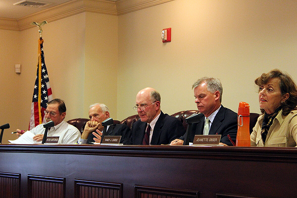Members of the Quogue Village Board at their meeting on Friday
