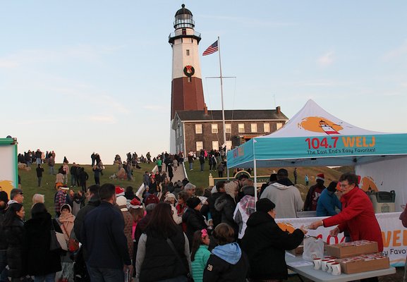A crowd gathered on Saturday for the lighting of the Montauk Lighhouse.
