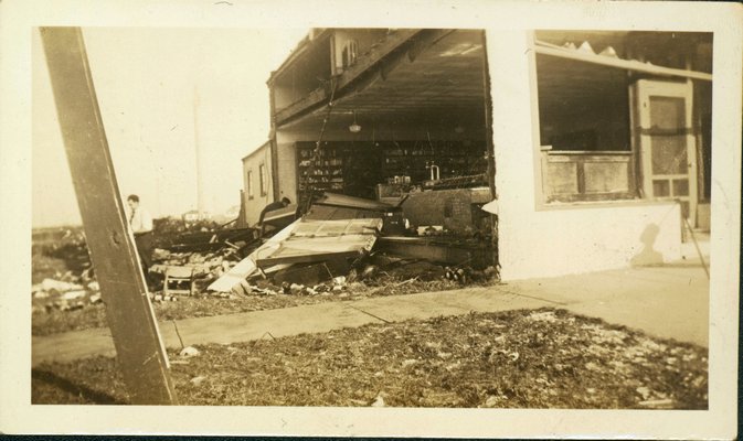 Wreckage at White's Department Store after the hurricane of 1938.     COURTESY MONTAUK LIBRARY
