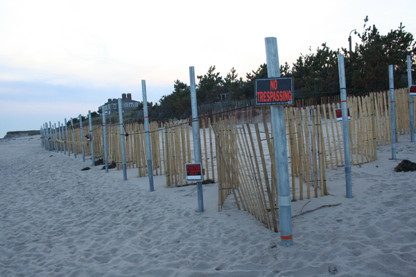 The fence in front of the Zweig residence at Georgica Beach on October 10. VIRGINIA GARRISON