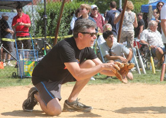 Writer Jay McInerney behind the plate. Kyril Bromley