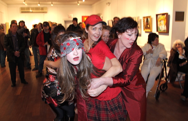 A motley crew of artists at the Love And Passion Art Show opening at Ashawagh Hall Saturday:  Will Ryan