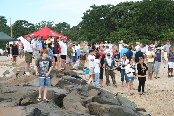 Children walked and ran from East Hampton Middle School to Main Beach on Wednesday