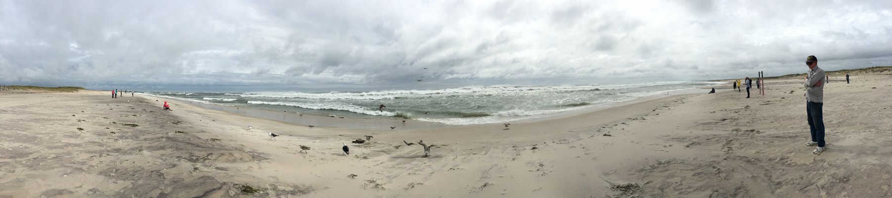 Ponquogue Beach in Hampton Bays during the storm. DANA SHAW