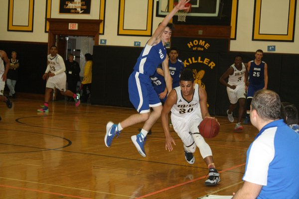 J.P. Harding drives around a Shelter Island defender. CAILIN RILEY