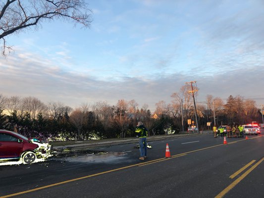 A crash on County Road 39 this morning knocked out power in Southampton Village. MIKE WRIGHT