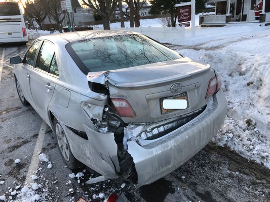 Tom Nowi's car that was allegedly hit by a snowplow earlier this January. COURTESY TOM NOWI