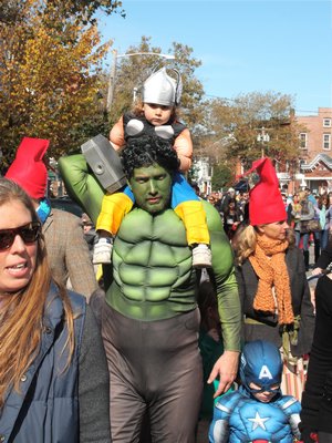 Strolling down Main Street during the Sag Harbor Rag-A-Muffin Parade on Sunday.