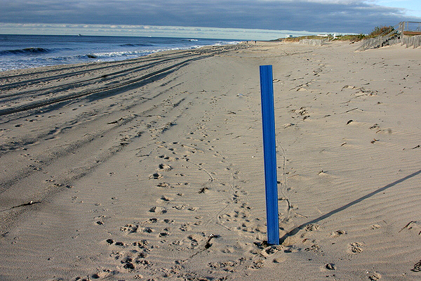 Beach markers are being placed along the shoreline to help identify the location of swimmers in trouble.  