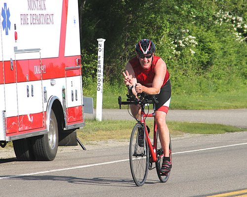 Scenes from the 34th annual Robert J. Aaron Memorial Mighty Montauk Triathlon on Saturday. KYRIL BROMLEY