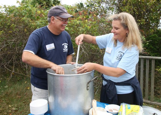 Ladling out some really delicious chowder were Tim Bock and Lynn Mendelman. BY KYRIL BROMLEY