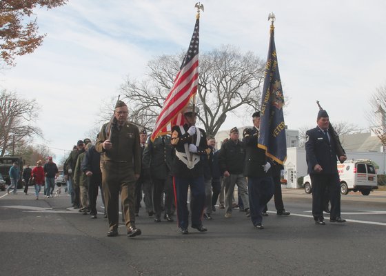  commemorated Veterans Day with a parade in East Hampton Village on Monday. KYRIL BROMLEY PHOTOS