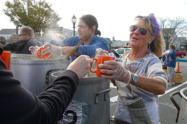Judy Ceslow serves up chowder at the Fall Festival in Montauk.