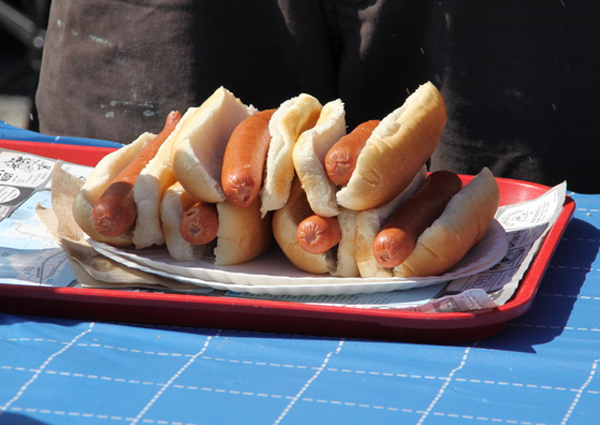 Hot dog eating contest Sunday at the Paddy Wagon at Montauk Harbor.