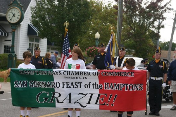 The Hampton Bays Chamber of Commerce participated in last year's San Gennaro parade. KYLE CAMPBELL