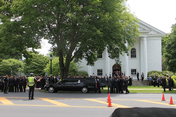 Hundreds turned out for the Krupinski family's funeral service at the First Presbyterian Church in East Hampton on Friday. KYRIL BROMLEY