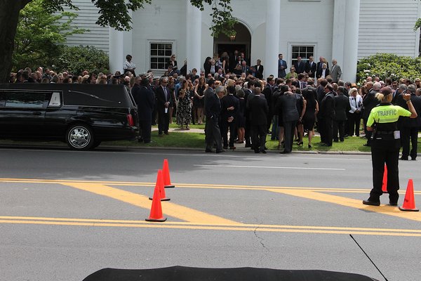 Hundreds turned out for the Krupinski family's funeral service at the First Presbyterian Church in East Hampton on Friday. KYRIL BROMLEY