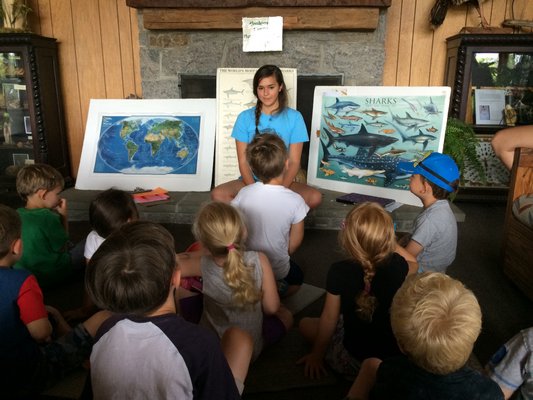 Alexandra DiGiacomo teaching shark conservation to campers at the Quogue WIldlife Refuge last year. Alexandra DiGiacomo