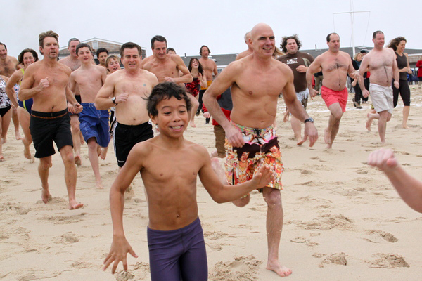 New Years Day polar bear plunge at Main Beach