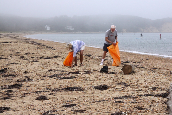 Betsy and Howard Friend combed Navy Beach for man-made debris as part of the Concerned Citizens of Montauk annual beach cleanup on Saturday.
