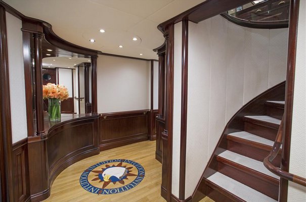 The main deck foyer of Intuition II.  COURTESY WORTH AVENUE YACHTS