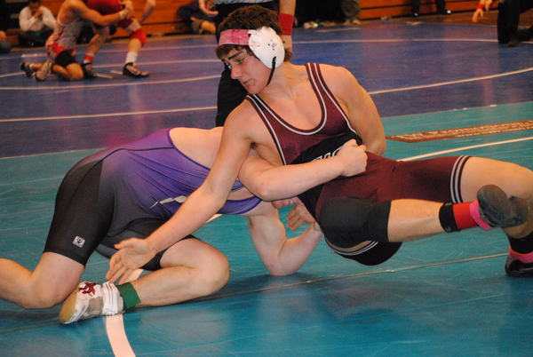 Taylor Harned pinned West Babylon's Xavier Gonzales in the wrestlebacks.
