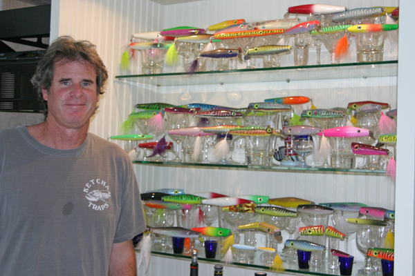 Larry Schmid with some of his colorful creations. 