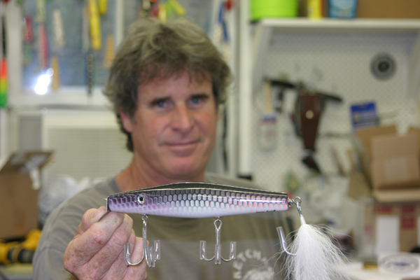 Larry Schmid with one of his colorful creations. 