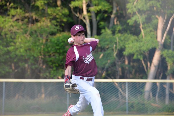 Billy Malone on the mound for the Southampton All-Stars in their first game against North Shore. MICHELLE MALONE